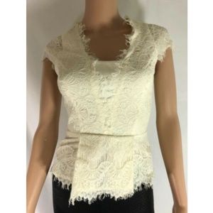 Bebe Women's Top Blouse Short Sleeve V-Neck Sz XXS